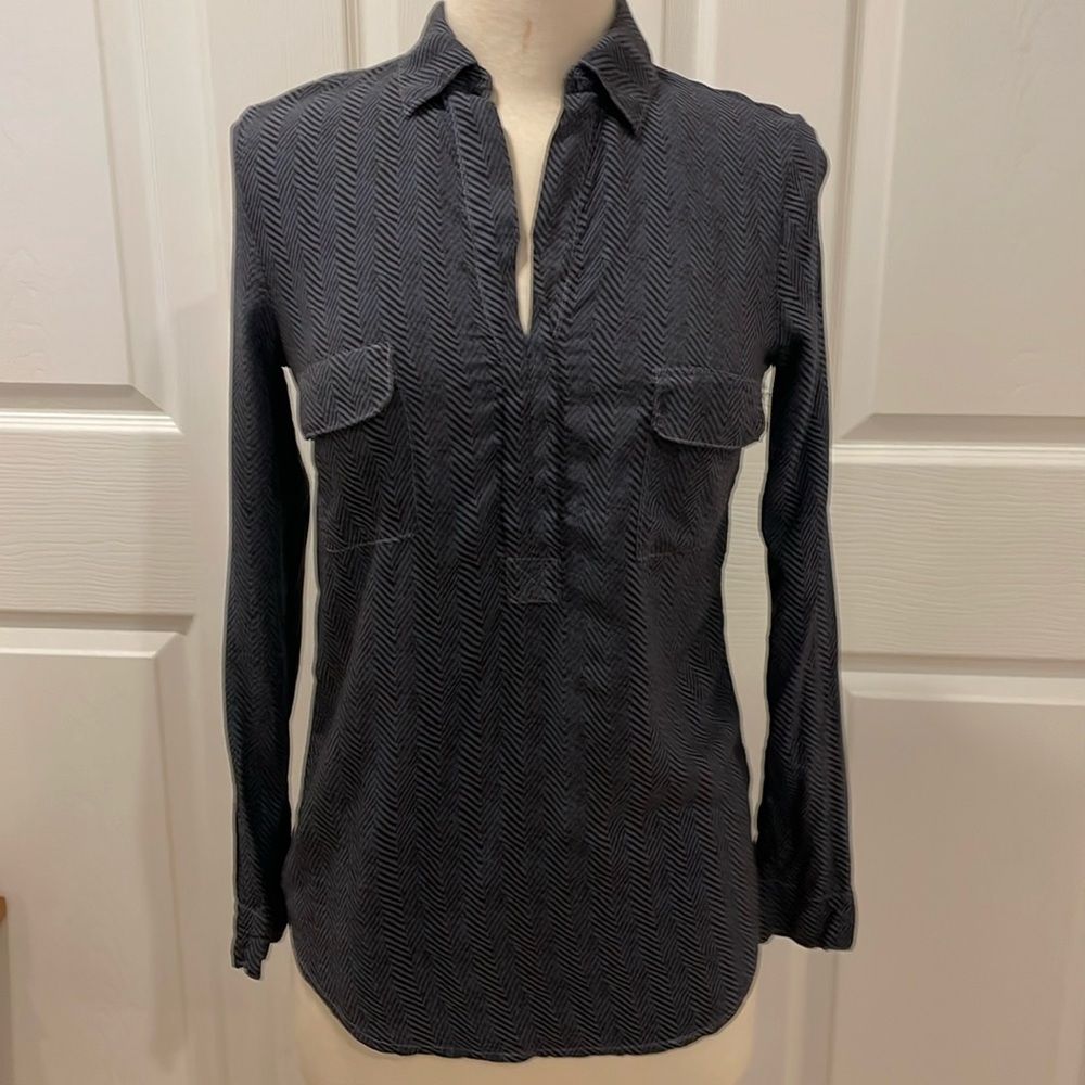 Splendid Chevron Print Blouse XS Gray